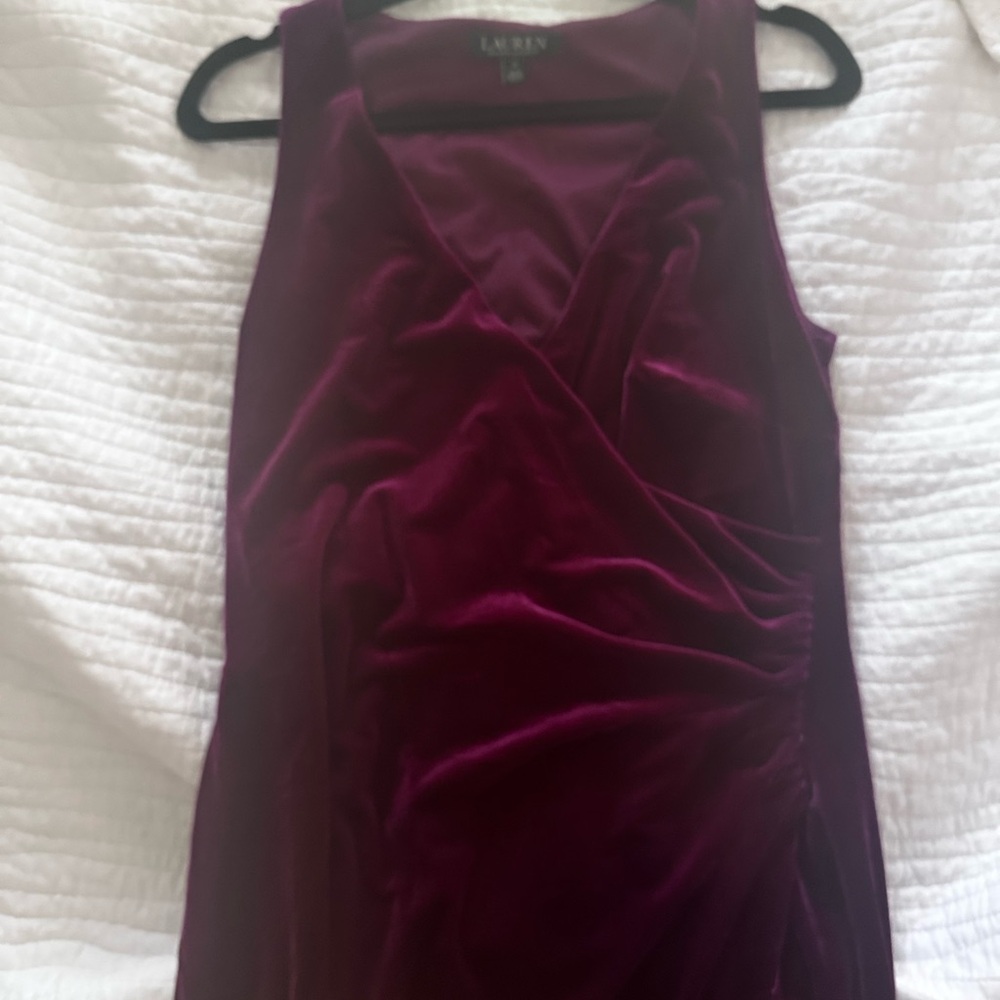 Ralph Lauren velvet midi dress in burgundy